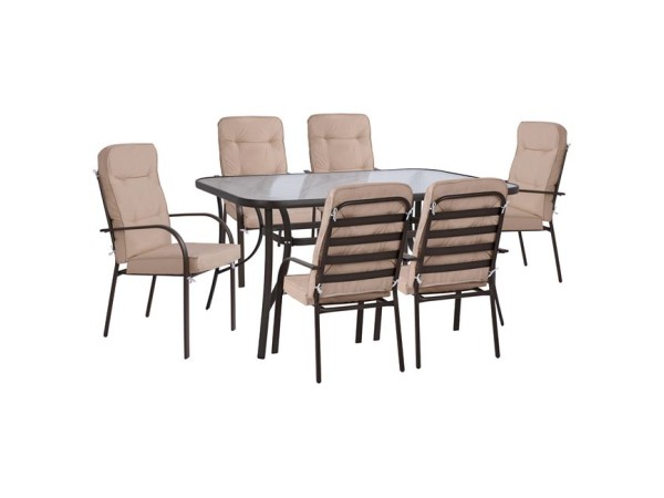 ΣΕΤ ΤΡΑΠΕΖΑΡΙΑΣ 7TMX ΤΡΑΠΕΖΙ 160Χ90Χ72Υεκ.ΚΑΙ 6 ΠΟΛΥΘΡΟΝΕΣ ΚΑΦΕ ΜΕΤΑΛΛΟ HM10564.02