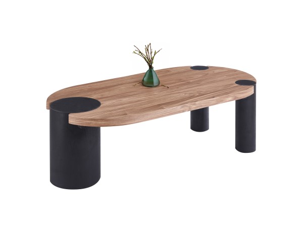 ΤΡΑΠΕΖΙ ΣΑΛΟΝΙΟΥ ΟΒΑΛ OVALON HM18433.05 MDF TOP ΚΑΡΥΔΙ-MDF ΠΟΔΙΑ ΜΑΥΡΑ 120x60x40Υεκ