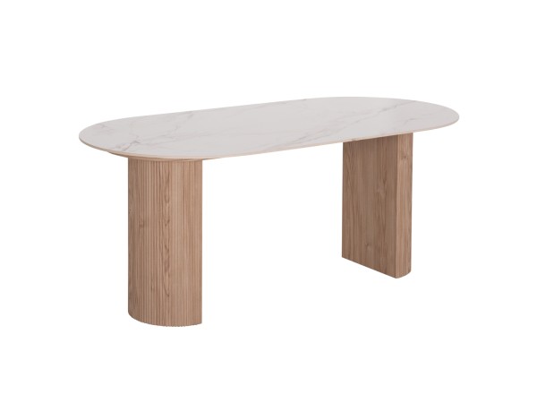 ΤΡΑΠΕΖΙ ΤΡΑΠΕΖΑΡΙΑΣ MELLOW HM18416 MDF ΠΟΔΙΑ ΣΕ ΦΥΣΙΚΟ--ΚΕΡΑΜΙΚΟ TOP 180x90x76Υεκ.