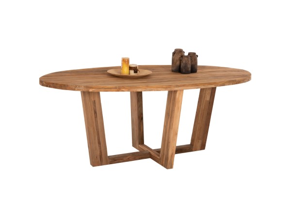 ΤΡΑΠΕΖΙ ΤΡΑΠΕΖΑΡΙΑΣ CARIB ΟΒΑΛ HM9558 ΑΠΟ ΞΥΛΟ RECYCLED ΤΕΑΚ 209x109x80Yεκ.