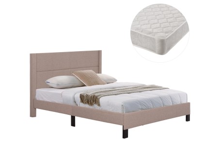 ΚΡΕΒΑΤΙ ΔΙΠΛΟ & ΣΤΡΩΜΑ TRILLOP HM21202.15 ΜΠΕΖ ΥΦΑΣΜΑ--ΓΙΑ 160x200εκ