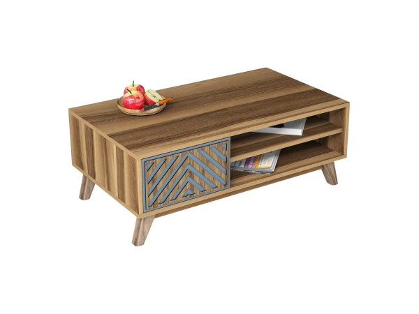 ΤΡΑΠΕΖΙ ΣΑΛΟΝΙΟΥ HM9502.02 ΜΕΛΑΜΙΝΗΣ ΜΕ ΝΤΟΥΛΑΠΑΚΙ ΚΑΡΥΔΙ & ΜΠΛΕ 105x60x38.2Υεκ.