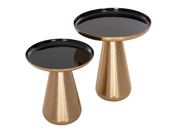 ΤΡΑΠΕΖΙA ΣΑΛΟΝΙΟΥ 2ΤΜΧ OLUF HM9921 ΜΕΤΑΛΛΟ ΕΜΑΓΙΕ-GLOSSY ΧΡΥΣΟ & ΜΑΥΡΟ Φ50 & Φ41