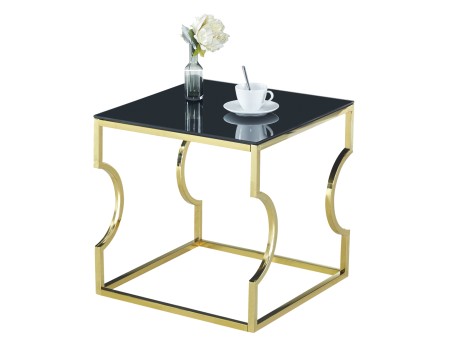 ΒΟΗΘΗΤΙΚΟ ΤΡΑΠΕΖΑΚΙ AMARA HM8616.02 ΜΕ ΜΑΥΡΟ ΓΥΑΛΙ ΚΑΙ ΕΠΙΧΡΥΣΗ ΒΑΣΗ 55X55X55 EK.