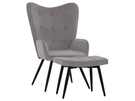 ΠΟΛΥΘΡΟΝΑ ΜΠΕΡΖΕΡΑ CRAWLEY ΜΕ ΥΠΟΠΟΔΙΟ HM8918.01 ΓΚΡΙ ΒΕΛΟΥΔΟ 70x57x103 εκ.