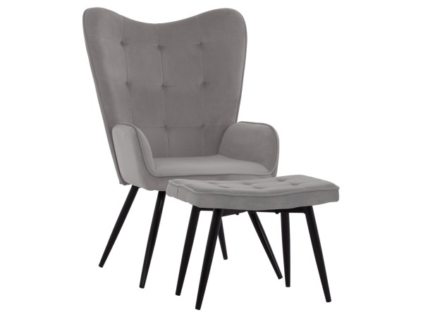 ΠΟΛΥΘΡΟΝΑ ΜΠΕΡΖΕΡΑ CRAWLEY ΜΕ ΥΠΟΠΟΔΙΟ HM8918.01 ΓΚΡΙ ΒΕΛΟΥΔΟ 70x57x103 εκ.