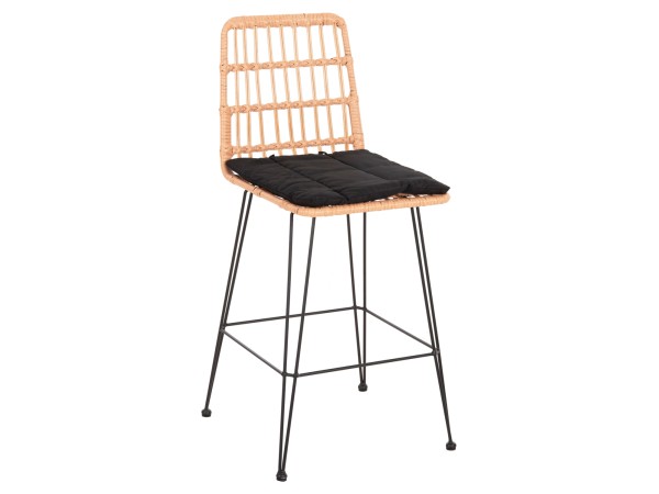 ΣΚΑΜΠΟ ΜΕΣ.ΥΨΟΥΣ ALLEGRA HM5643.11 ΜΕΤΑΛΛΟ&ΜΑΞΙΛΑΡΙ ΜΑΥΡΟ-WICKER ΜΠΕΖ 50x55x103Υεκ.