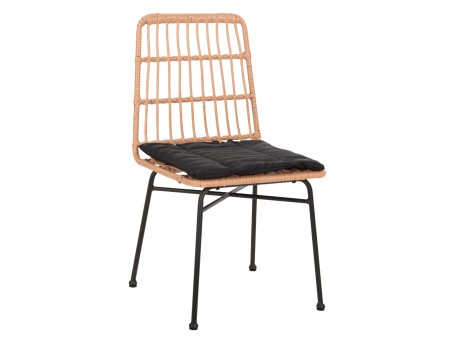 ΚΑΡΕΚΛΑ ALLEGRA HM5705.11 ΜΑΥΡΗ ΜΕΤΑΛΛΙΚΗ ΜΕ ΜΑΞΙΛΑΡΙ-WICKER ΜΠΕΖ 46,5x50x85Υεκ.
