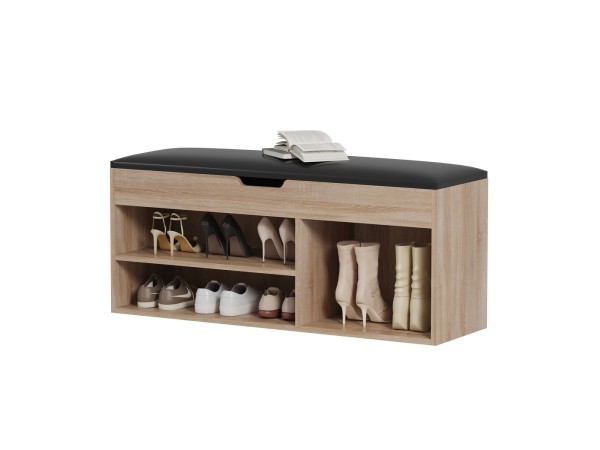 ΠΑΠΟΥΤΣΟΘΗΚΗ ΜΕ ΚΑΘΙΣΜΑ ROMIR HM2478.01 ΜΕΛΑΜΙΝΗ ΣΟΝΑΜΑ-ΚΑΘΙΣΜΑ PU ΚΑΦΕ 100x30x44Υ