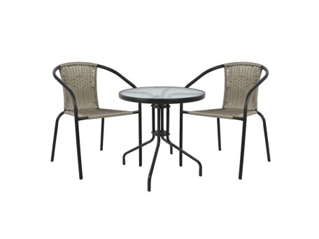 ΣΕΤ ΤΡΑΠΕΖΑΡΙΑ 3ΤΜΧ ΜΕΤΑΛΛΙΚΗ ΜΕ 2ΚΑΡΕΚΛΕΣ ΚΑΙ ΤΡΑΠΕΖΙ Φ60 ΓΚΡΙ HM5178.01