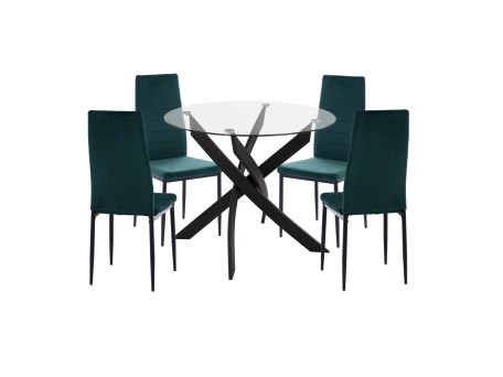 ΣΕΤ ΤΡΑΠΕΖΑΡΙΑΣ 5ΤΜΧ LADY HM21199.03 ΓΥΑΛΙ--ΜΕΤΑΛΛΟ ΣΕ ΜΑΥΡΟ & ΒΕΛΟΥΔΟ ΚΥΠΑΡΙΣΣΙ