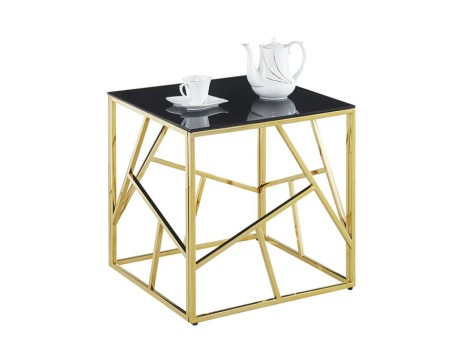 ΒΟΗΘΗΤΙΚΟ ΤΡΑΠΕΖΑΚΙ JANA ΜΕ ΜΑΥΡΟ ΓΥΑΛΙ ΚΑΙ ΕΠΙΧΡΥΣΗ ΒΑΣΗ 55X55Χ55Y EK.HM8619.01