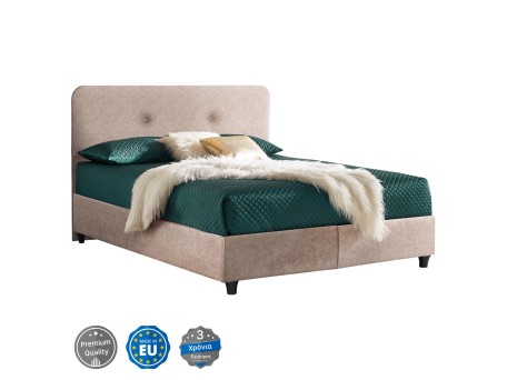 ΚΡΕΒΑΤΙ HM637.22 DOLORES ΜΠΕΖ ΥΦΑΣΜΑ τ.NUBUCK, 150x200 εκ.