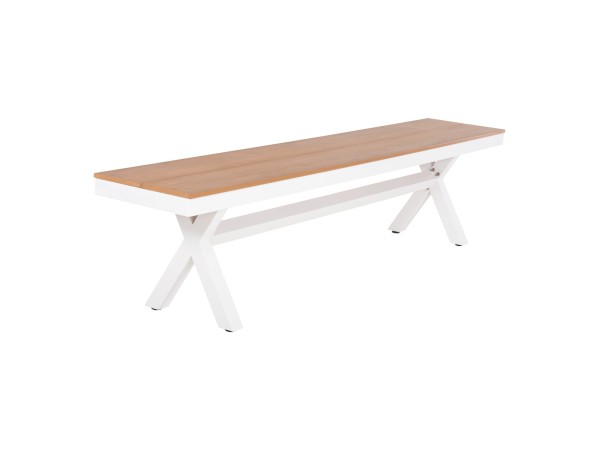 ΠΑΓΚΑΚΙ ΑΛΟΥΜΙΝΙΟΥ TAWNEE HM6038.02 ΛΕΥΚΟ-POLYWOOD ΚΑΘΙΣΜΑ ΦΥΣΙΚΟ 150x36x45Υεκ.