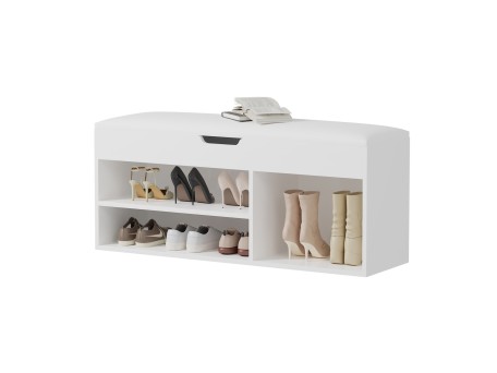 ΠΑΠΟΥΤΣΟΘΗΚΗ ΜΕ ΚΑΘΙΣΜΑ ROMIR HM2478.03 ΜΕΛΑΜΙΝΗ ΛΕΥΚΗ-KΑΘΙΣΜΑ PU ΛΕΥΚΟ 100x30x44Υ