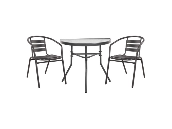 ΣΕΤ ΕΞΩΤ.ΧΩΡΟΥ 3ΤΜΧ LAURA HM21112 ΤΡΑΠΕΖΙ ΗΜΙΚΥΚΛΙΚΟ & 2 ΠΟΛΥΘΡΟΝΕΣ- ΓΚΡΙ