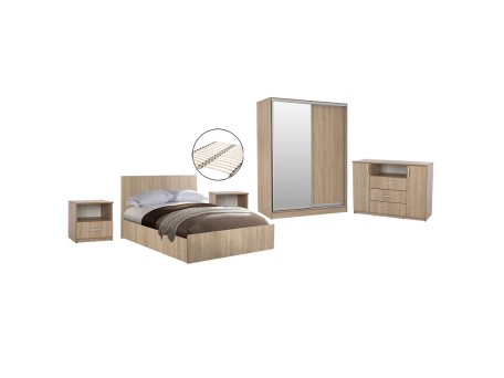 ΣΕΤ ΚΡΕΒΑΤΟΚΑΜΑΡΑΣ 6ΤΜΧ ADLER HM11759 ΜΕΛΑΜΙΝΗ SONAMA OAK-ΓΙΑ ΣΤΡΩΜΑ 160x200εκ