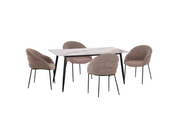 ΣΕΤ ΤΡΑΠΕΖΑΡΙΑΣ 5ΤΜΧ DRENNY HM10952.03 ΚΕΡΑΜΙΚΟ TOP--ΥΦΑΣΜΑ TAUPE & ΜΕΤΑΛ.ΠΟΔΙΑ