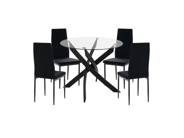 ΣΕΤ ΤΡΑΠΕΖΑΡΙΑΣ 5ΤΜΧ LADY HM21199.04 ΓΥΑΛΙ--ΜΕΤΑΛΛΟ & ΒΕΛΟΥΔΟ ΣΕ ΜΑΥΡΟ