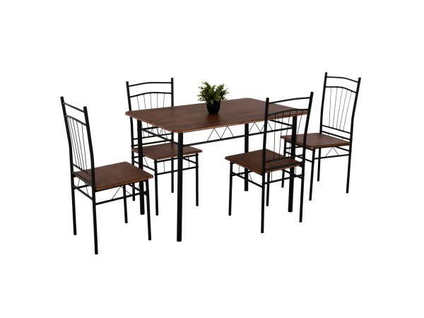 ΣΕΤ ΤΡΑΠΕΖΑΡΙΑΣ 5ΤΜΧ PEARY HM9416.11 ΜΕΤΑΛΛΟ ΜΑΥΡΟ-MDF ΚΑΡΥΔΙ 110x60x74Yεκ.