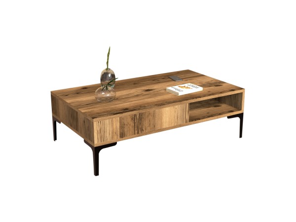 ΤΡΑΠΕΖΙ ΣΑΛΟΝΙΟΥ ΜΕΛΑΜΙΝΗΣ HM9503.01 ΣΕ ΚΑΡΥΔΙ & ΜΕΤΑΛΛΙΚΑ ΠΟΔΙΑ 105x60x32.6Υεκ.