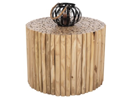 ΤΡΑΠΕΖΙ ΣΑΛΟΝΙΟΥ ΣΤΡΟΓΓΥΛΟ COOTER HM9864 ΚΛΑΔΙΑ TEAK-ΦΥΣΙΚΟ Φ60,5x46Υεκ.