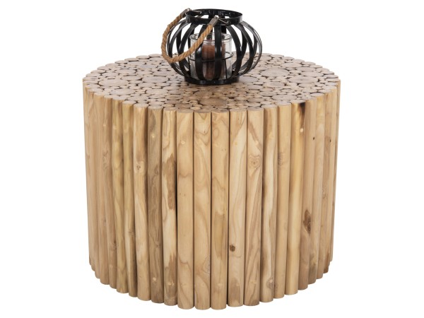 ΤΡΑΠΕΖΙ ΣΑΛΟΝΙΟΥ ΣΤΡΟΓΓΥΛΟ COOTER HM9864 ΚΛΑΔΙΑ TEAK-ΦΥΣΙΚΟ Φ60,5x46Υεκ.