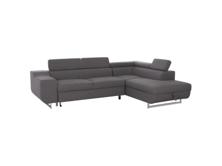 ΓΩΝΙΑΚΟΣ ΚΑΝΑΠΕΣ-ΚΡΕΒΑΤΙ ΜΕ ΑΠΟΘ.ΧΩΡΟ ENCORE HM3301.01R ΓΚΡΙ ΥΦΑΣΜΑ 285x205x90Υεκ.