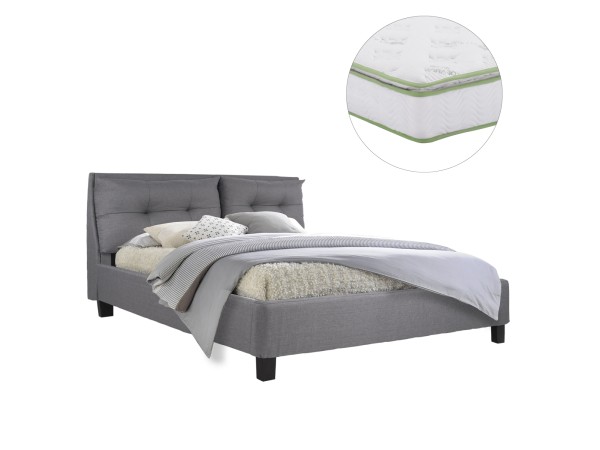 ΚΡΕΒΑΤΙ ΜΕ ΣΤΡΩΜΑ BILLIE HM21284.03 ΓΚΡΙ ΥΦΑΣΜΑ--ΓΙΑ 160x200εκ