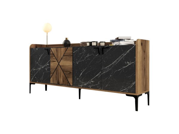 ΜΠΟΥΦΕΣ ΜΕΛΑΜΙΝΗΣ ΚΑΡΥΔΙ ΜΕ ΟΨΗ ΜΑΥΡΟΥ ΜΑΡΜΑΡΟΥ HM9433.03  180x35x78Υ εκ.