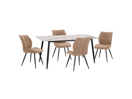 ΣΕΤ ΤΡΑΠΕΖΑΡΙΑΣ 5ΤΜΧ GAFF HM10953.03 ΚΕΡΑΜΙΚΟ TOP--ΥΦΑΣΜΑ TAUPE & ΜΕΤΑΛ.ΠΟΔΙΑ ΜΑΥΡΑ