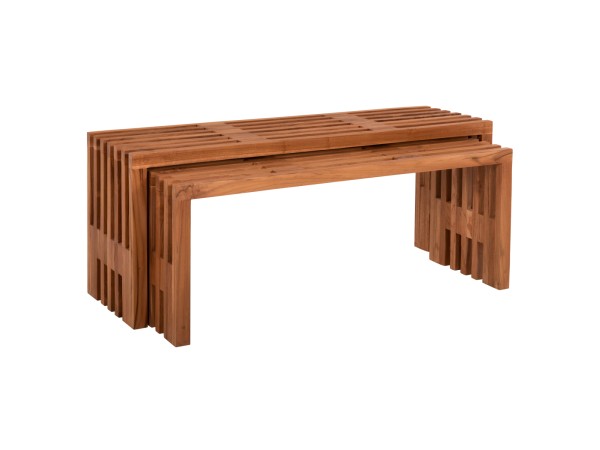 ΤΡΑΠΕΖΙΑ ΣΑΛΟΝΙΟΥ ΣΕΤ 2ΤΜΧ NYA HM9828 ΜΑΣΙΦ ΞΥΛΟ TEAK ΣΕ ΦΥΣΙΚΟ  110x30x46Υεκ.