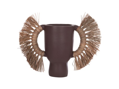 ΕΠΙΤΡΑΠΕΖΙΟ ΔΙΑΚΟΣΜΗΤΙΚΟ ΒΑΖΟ ALICA HM4668.07L ΣΟΚΟΛΑΤΙ ΤΕΡΑΚΟΤΑ & GRASS--64x22x38Υεκ