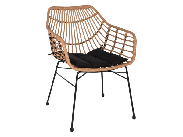 ΠΟΛΥΘΡΟΝΑ ΕΠΑΓΓΕΛΜΑΤΙΚΗ ΜΑΥΡΟ ΜΕΤΑΛΛΟ RATTAN ΜΠΕΖ & ΜΑΞΙΛΑΡΙ HM5864.01 58,5x60,5x80 εκ.