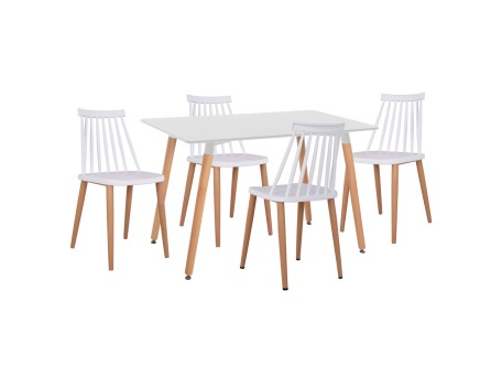 ΣΕΤ ΤΡΑΠΕΖΑΡΙΑΣ 5ΤΜΧ MINIMAL HM21172 MDF TOP ΣΕ ΛΕΥΚΟ-ΣΚΕΛΕΤΟΣ ΣΕ ΦΥΣΙΚΟ ΞΥΛΟΥ