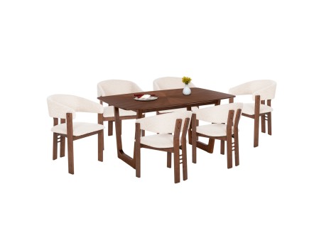 ΣΕΤ ΤΡΑΠΕΖΑΡΙΑΣ 7ΤΜΧ ZARRA HM21338.01 ΤΡΑΠΕΖΙ ΑΠΟ MDF--ΚΑΡΕΚΛΕΣ ΜΕ ΜΠΟΥΚΛΕ ΥΦΑΣΜΑ