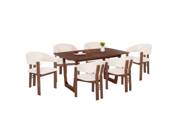 ΣΕΤ ΤΡΑΠΕΖΑΡΙΑΣ 7ΤΜΧ ZARRA HM21338.01 ΤΡΑΠΕΖΙ ΑΠΟ MDF--ΚΑΡΕΚΛΕΣ ΜΕ ΜΠΟΥΚΛΕ ΥΦΑΣΜΑ