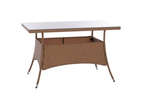 ΤΡΑΠΕΖΙ ΜΕΤΑΛΛΙΚΟ MILITARY RATTAN ΜΠΕΖ ΚΑΦΕ HM5141.32 120x70x75Υ εκ.