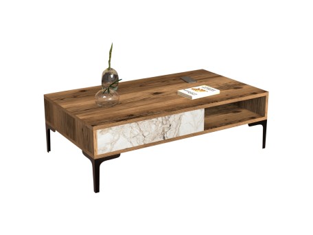 ΤΡΑΠΕΖΙ ΣΑΛΟΝΙΟΥ HM9503.05 ΜΕΛΑΜΙΝΗΣ ΚΑΡΥΔΙ-ΛΕΥΚΟ ΜΑΡΜΑΡΟ&ΜΕΤΑΛ.ΠΟΔΙ 105x60x32.6Υεκ.