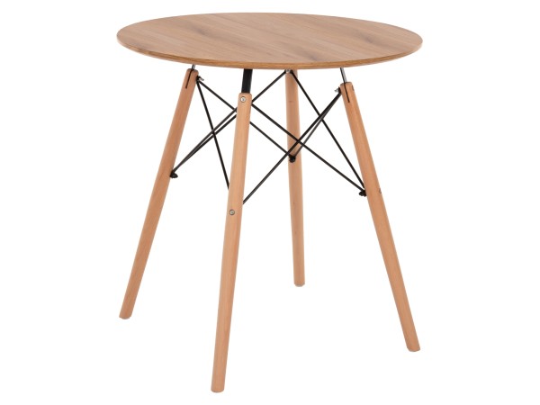 ΤΡΑΠΕΖΙ MINIMAL ΣΤΡΟΓΓΥΛΟ HM0059.04 MDF ΣΕ ΦΥΣΙΚΟ-ΠΟΔΙΑ ΟΞΙΑΣ ΦΥΣΙΚΟ Φ80Χ72Υεκ.