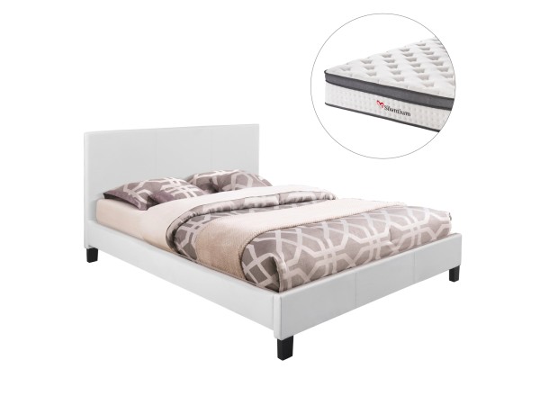 ΚΡΕΒΑΤΙ ΜΕ ΣΤΡΩΜΑ BECCA HM10803.01 ΛΕΥΚΟ PU--ΓΙΑ 150x200εκ