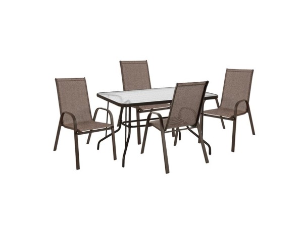 ΣΕΤ 5 ΤΜΧ ΤΡΑΠΕΖΙ ΜΕΤΑΛΛΙΚΟ 120Χ70Χ71Υ ΜΕ ΠΟΛΥΘΡΟΝΕΣ LEON ΜΕΤΑΛΛΙΚΕΣ ΚΑΦΕ HM10565.02