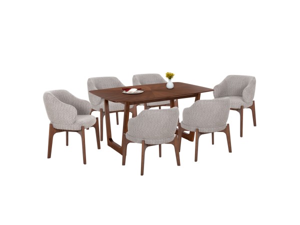 ΣΕΤ ΤΡΑΠΕΖΑΡΙΑΣ 7ΤΜΧ ABAI HM21338.02 ΤΡΑΠΕΖΙ ΑΠΟ MDF--ΚΑΡΕΚΛΕΣ ΜΕ ΜΠΟΥΚΛΕ ΥΦΑΣΜΑ