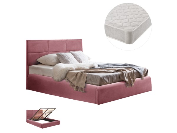 ΚΡΕΒΑΤΙ ΔΙΠΛΟ & ΣΤΡΩΜΑ BRILEY HM21272.02 ΣΑΠΙΟ ΜΗΛΟ ΒΕΛΟΥΔΟ ΜΕ ΑΠΟΘ.ΧΩΡΟ--ΓΙΑ 160x200εκ