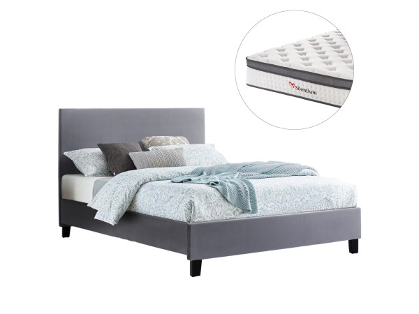 ΚΡΕΒΑΤΙ ΜΕ ΣΤΡΩΜΑ BECCA HM10803.11 ΓΚΡΙ ΥΦΑΣΜΑ--ΓΙΑ 150x200εκ