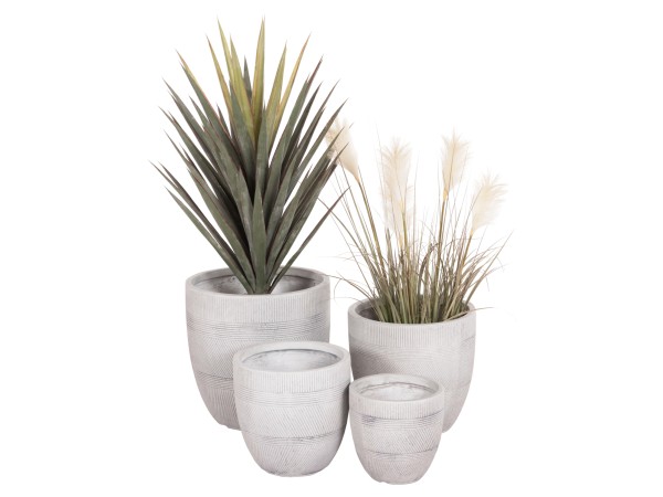 ΣΕΤ 4ΤΜΧ ΓΛΑΣΤΡΕΣ ΣΤΡΟΓΓΥΛΕΣ ΣΕΙΡΑ GARDENER HM4719 FIBERCLAY-ΧΡΩΜΑ CEMENT Φ44x43Υεκ