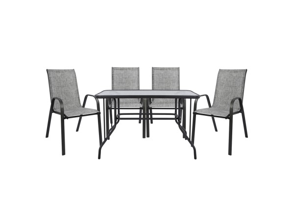 ΣΕΤ ΤΡΑΠΕΖΑΡΙΑΣ 5ΤΜΧ HM5193.01 ΜΕΤΑΛΛΙΚΗ ΜΕ 4 ΚΑΡΕΚΛΕΣ & ΤΡΑΠΕΖΙ 110x60 ΓΚΡΙ