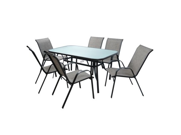 ΣΕΤ ΤΡΑΠΕΖΑΡΙΑ 7ΤΜΧ 1 ΤΡΑΠΕΖΙ 150Χ90+6ΚΑΡΕΚΛΕΣ ΓΚΡΙ HM5119.01