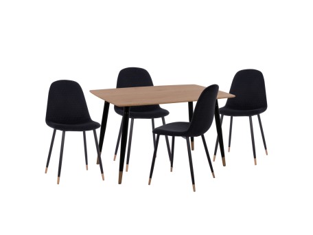 ΣΕΤ ΤΡΑΠΕΖΑΡΙΑΣ 5ΤΜΧ ALIZA HM11196.09 MDF TOP-ΒΕΛΟΥΔΟ & ΜΕΤΑΛΛΟ ΣΕ ΜΑΥΡΟ