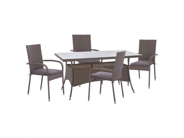 ΣΕΤ ΤΡΑΠΕΖΑΡΙΑΣ 5ΤΜΧ ΤΡΑΠ. 150Χ90 & ΠΟΛΥΘΡΟΝΕΣ WICKER RATTAN ΓΚΡΙ HM11713.01 ΣΕΤ ΤΡΑΠΕΖΑΡΙΑΣ 5ΤΜΧ ΤΡΑΠ. 150Χ90 & ΠΟΛΥΘΡΟΝΕΣ WICKER RATTAN ΓΚΡΙ HM11713.01